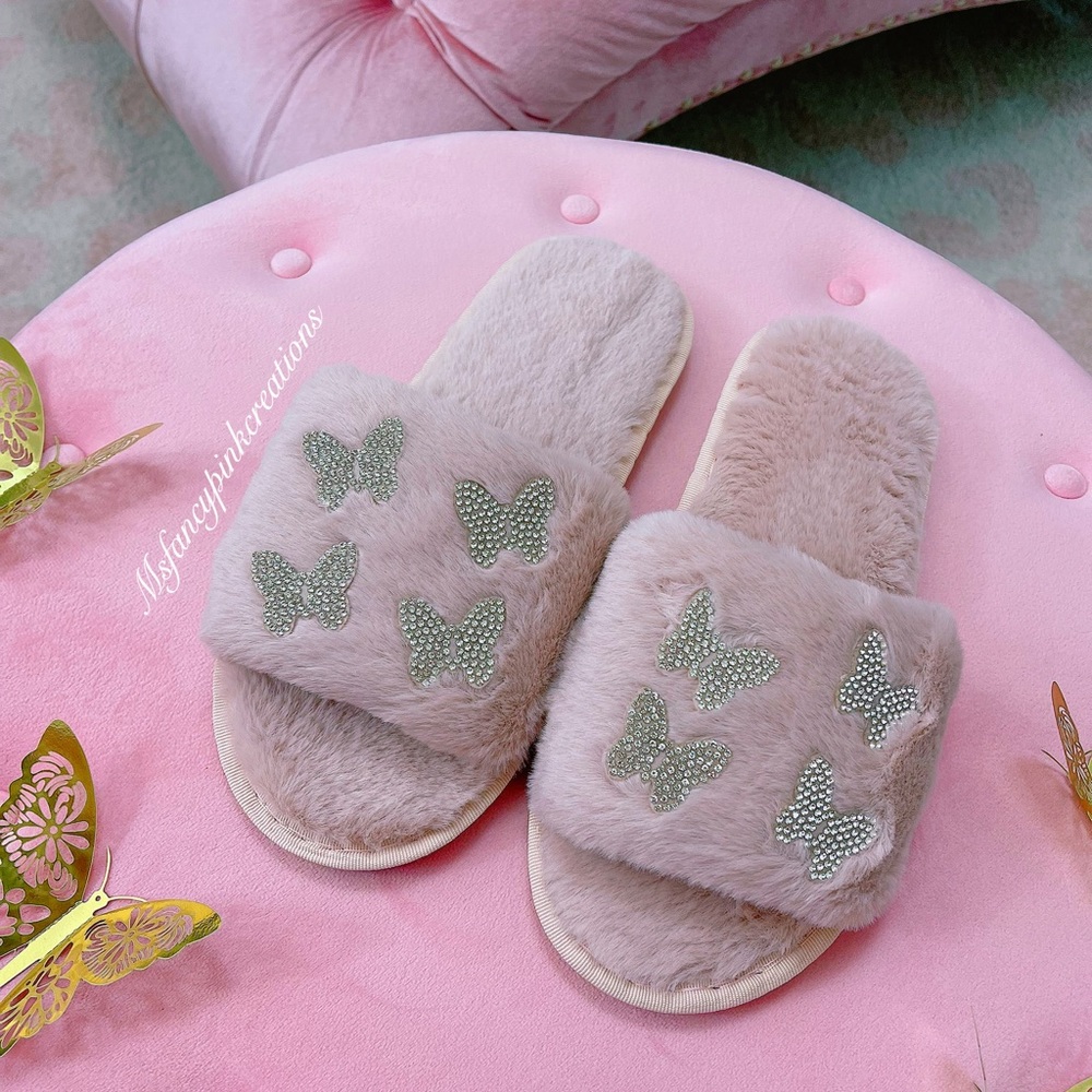 Butterfly Rhinestone Slippers - Picture 2 of 5
